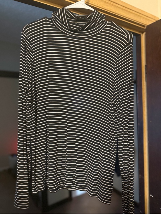 Soft & Sexy Tops - Soft & Sexy Brand - Black & White Striped Turtleneck Top